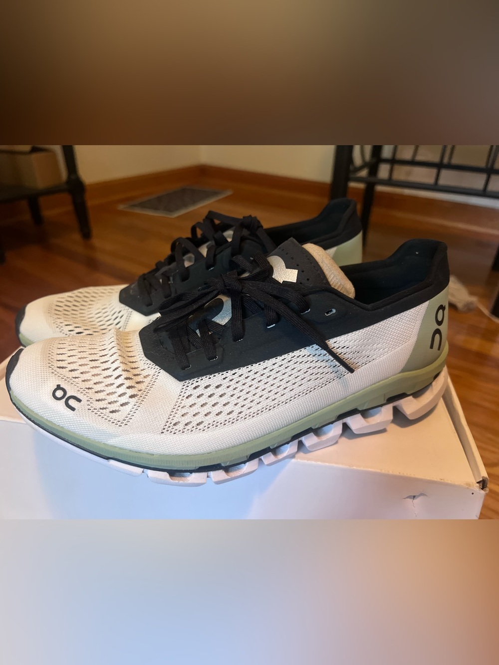 Women’s OnCloud Lightweight Knit Running Shoes - Black, Green & Cream